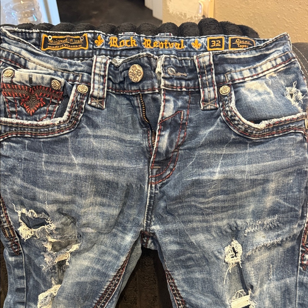Rock Revival Distressed Blue Boyfriend Jeans